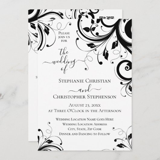 Zwart-witwirl QR-code Alle in één I Kaart (Voorkant / Achterkant)