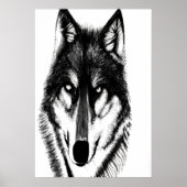 Zwart-witwolportret | AI Art Poster (Voorkant)