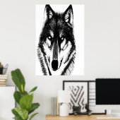 Zwart-witwolportret | AI Art Poster (Thuiskantoor)