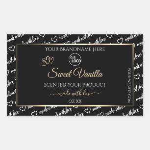 Zwart-witwoord Art Productlabels Logo Gold Rechthoekige Sticker