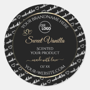 Zwart-witwoord Art Productlabels Logo Gold Ronde Sticker