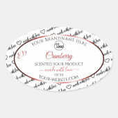 Zwart-witwoord Cloud Logo-productlabels rood Ovale Sticker (Voorkant)