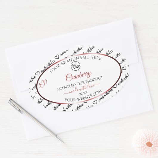 Zwart-witwoord Cloud Logo-productlabels rood Ovale Sticker (Envelop)