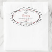 Zwart-witwoord Cloud Logo-productlabels rood Ovale Sticker (Tas)