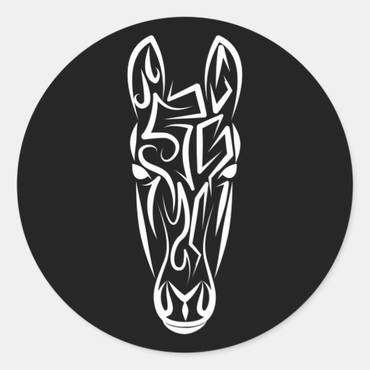 Zwart-witworstpaard Ronde Sticker (Voorkant)