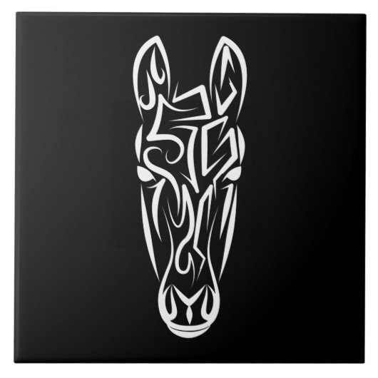 Zwart-witworstpaard Tegeltje (Voorkant)