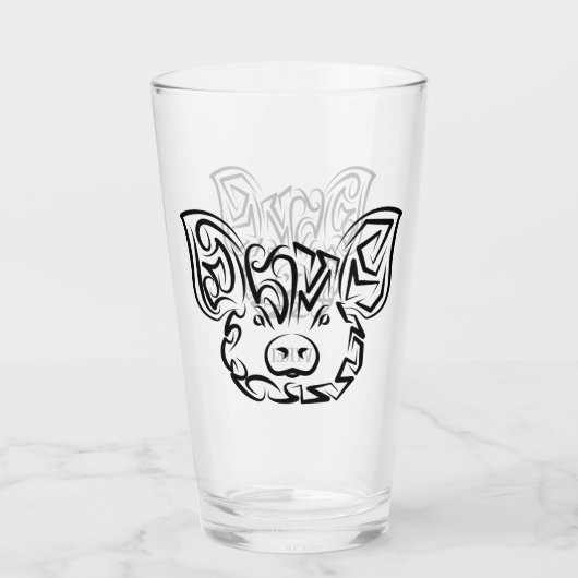 Zwart-witworstvarken Glas (Achterkant)