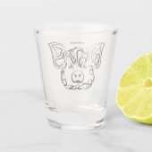 Zwart-witworstvarken Shot Glas (Achterkant)