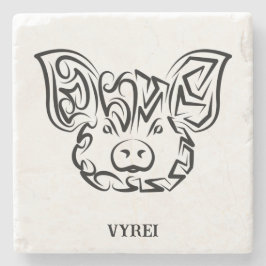 Zwart-witworstvarken Stenen Onderzetter