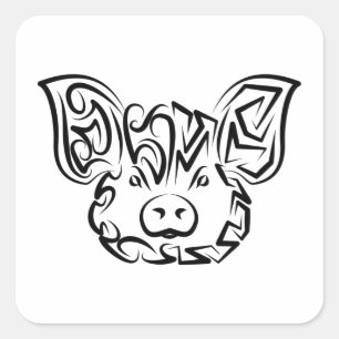 Zwart-witworstvarken Vierkante Sticker