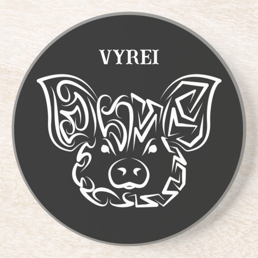 Zwart-witworstvarken Zandsteen Onderzetter (Voorkant)