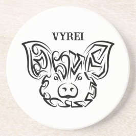 Zwart-witworstvarken Zandsteen Onderzetter