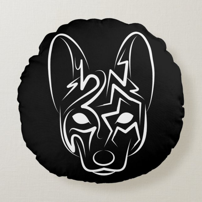 Zwart-witworstvel Rond Kussen (Voorkant)