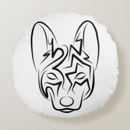 Zwart-witworstvel Rond Kussen