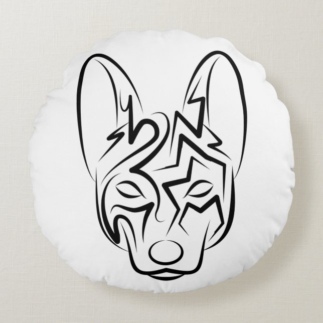 Zwart-witworstvel Rond Kussen (Voorkant)