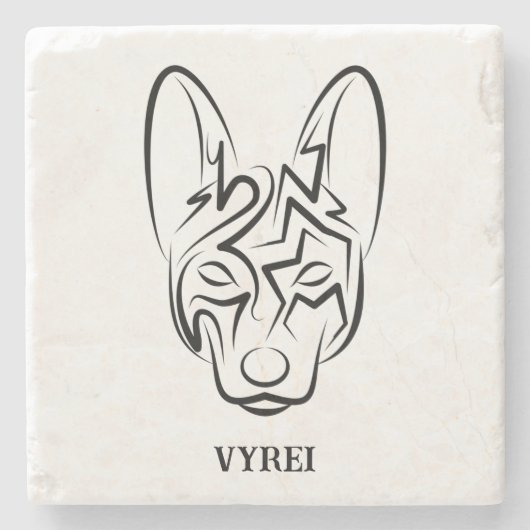 Zwart-witworstvel Stenen Onderzetter (Voorkant)