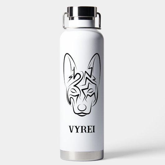 Zwart-witworstvel Waterfles (Achterkant)