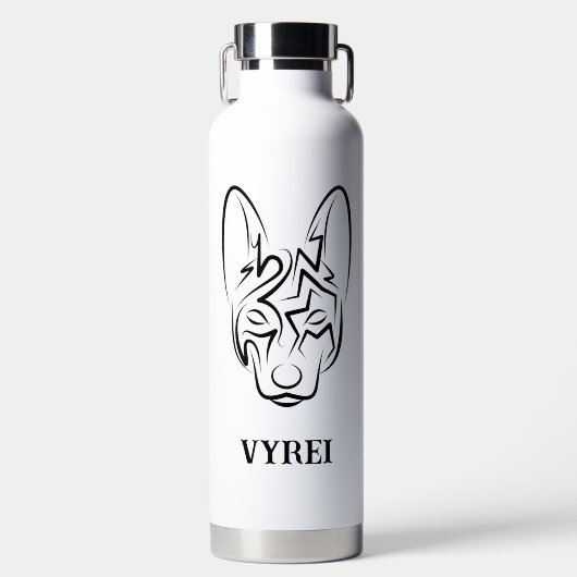 Zwart-witworstvel Waterfles (Voorkant)