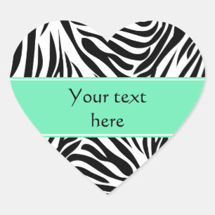 Zwart-witzebra Afdrukken en Seafoam Mint Green Hart Sticker