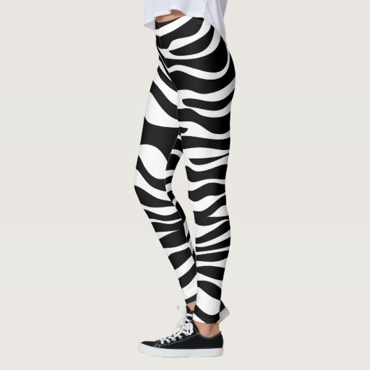 Zwart-witzebra afdrukken leggings (Links)