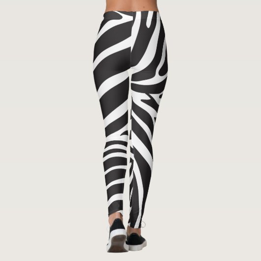 Zwart-witzebra afdrukken leggings (Achterkant)