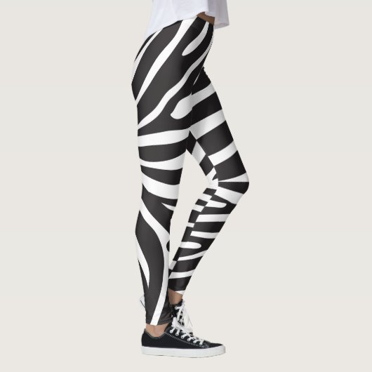 Zwart-witzebra afdrukken leggings (Rechts)
