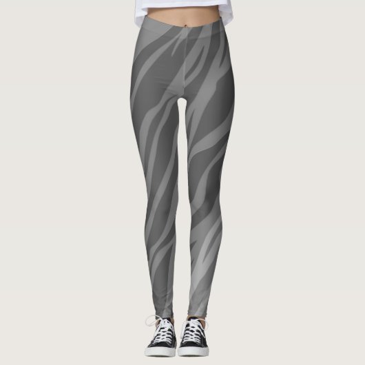 Zwart-witzebra afdrukken leggings (Voorkant)
