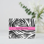 Zwart-witzebra afdrukken met hot-roze briefkaart (Staand voorkant)