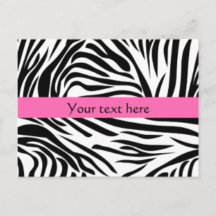 Zwart-witzebra afdrukken met hot-roze briefkaart