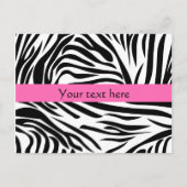 Zwart-witzebra afdrukken met hot-roze briefkaart (Voorkant)