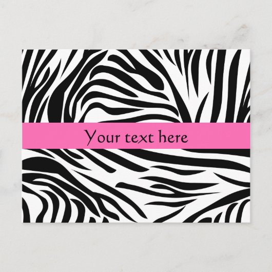 Zwart-witzebra afdrukken met hot-roze briefkaart (Voorkant)