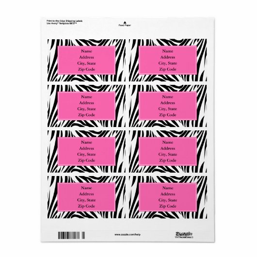 Zwart-witzebra afdrukken met hot-roze etiket (Full Sheet)
