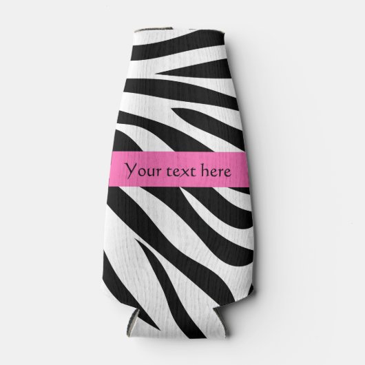 Zwart-witzebra afdrukken met hot-roze flesjeskoeler (Voorkant)