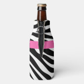 Zwart-witzebra afdrukken met hot-roze flesjeskoeler (Fles Achterkant)