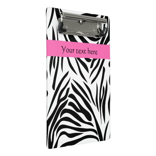 Zwart-witzebra afdrukken met hot-roze mini klembord (Schuin)