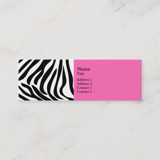 Zwart-witzebra afdrukken met hot-roze mini visitekaartje (Voorkant)