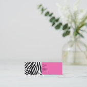 Zwart-witzebra afdrukken met hot-roze mini visitekaartje (Staand voorkant)