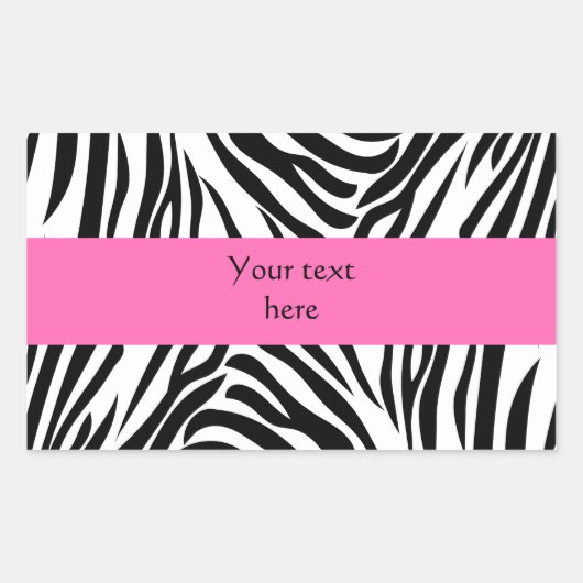 Zwart-witzebra afdrukken met hot-roze rechthoekige sticker (Voorkant)