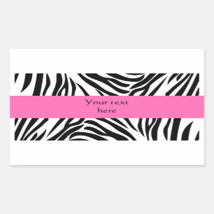 Zwart-witzebra afdrukken met hot-roze rechthoekige sticker