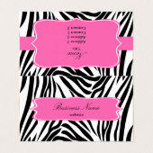 Zwart-witzebra afdrukken met hot-roze visitekaartje (Buitenkant ongevouwen)