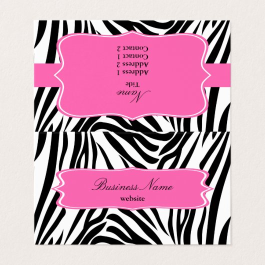 Zwart-witzebra afdrukken met hot-roze visitekaartje (Buitenkant ongevouwen)