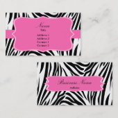 Zwart-witzebra afdrukken met hot-roze visitekaartje (Voorkant / Achterkant)