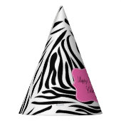 Zwart-witzebra afdrukken met warmroze verjaardag feesthoedjes (Links)