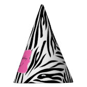 Zwart-witzebra afdrukken met warmroze verjaardag feesthoedjes (Rechts)