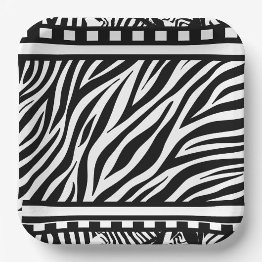 Zwart-witzebra afdrukken papieren bordje (Voorkant)