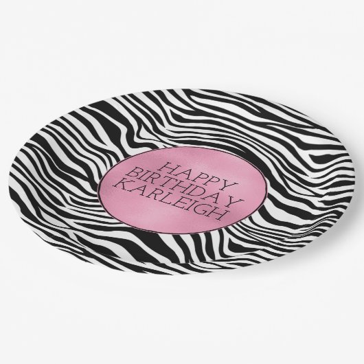 Zwart-witzebra afdrukken papieren bordje (Gekanteld)