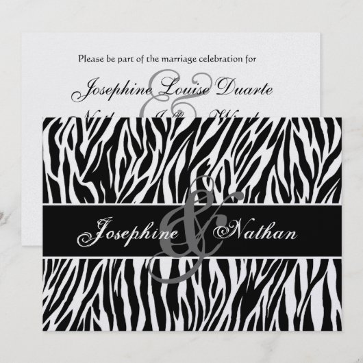 Zwart-witzebra Afdrukken Persoonlijk huwelijk Kaart (Voorkant / Achterkant)