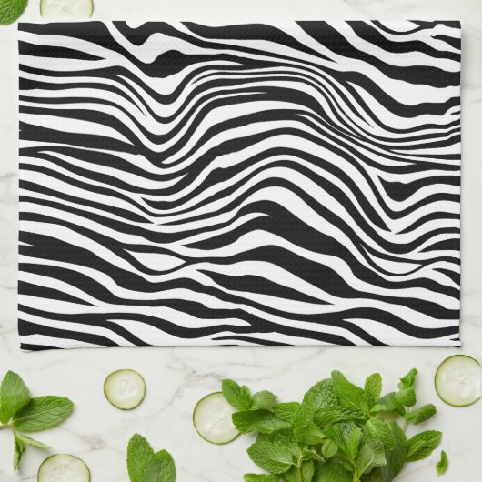 Zwart-witzebra afdrukken theedoek (Gevouwen)