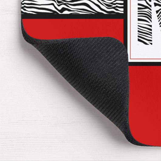 Zwart-witzebra Afdrukmonogram | Rood Muismat (Hoek)