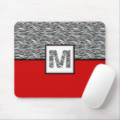 Zwart-witzebra Afdrukmonogram | Rood Muismat (Met muis)